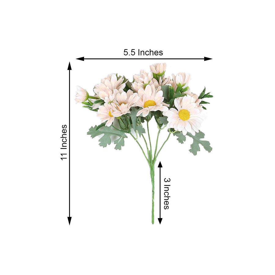4 Bushes | 11inch Blush/Rose Gold Artificial Silk Daisy Flower Bouquet Branches