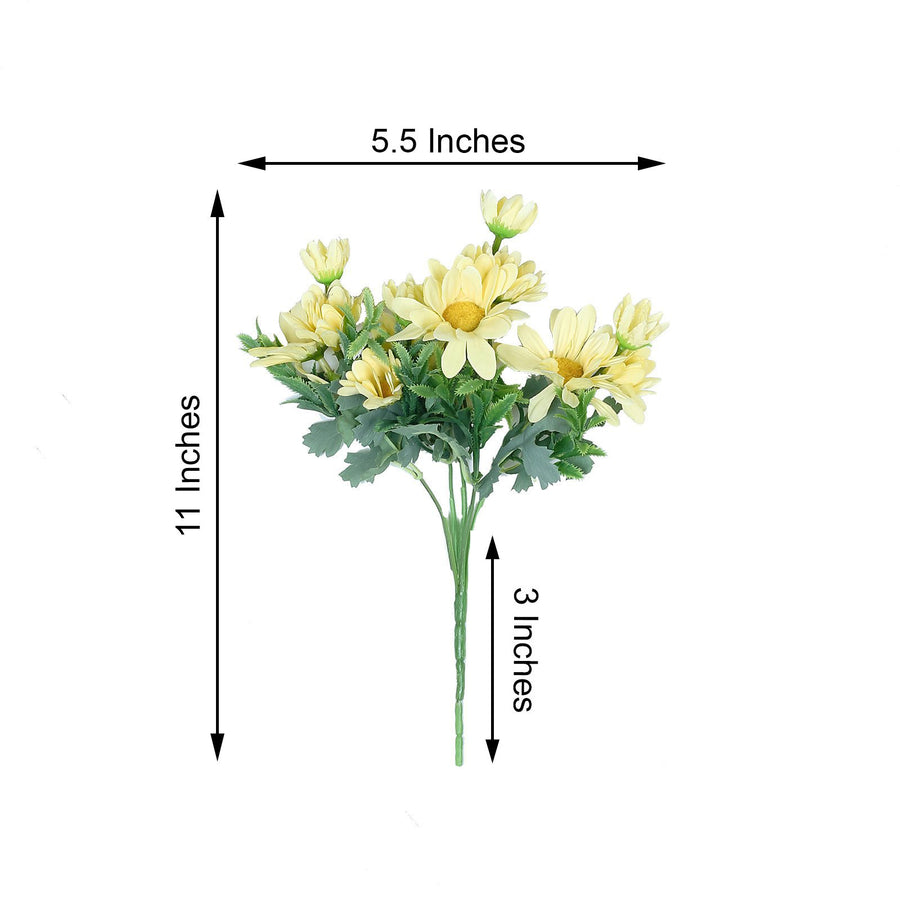 4 Bushes | 11inch Yellow Artificial Silk Daisy Flower Bouquet Branches