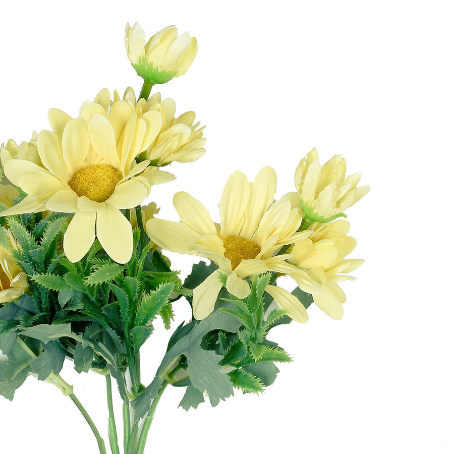 4 Bushes | 11inch Yellow Artificial Silk Daisy Flower Bouquet Branches#whtbkgd