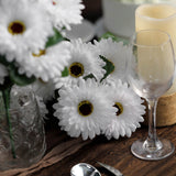 4 Bushes | White Artificial Silk Gerbera Daisy Flower Bouquets, 28 Daisies
