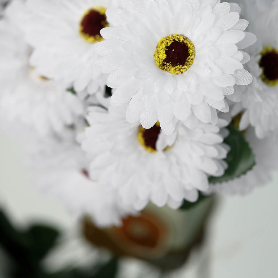 4 Bushes | White Artificial Silk Gerbera Daisy Flower Bouquets, 28 Daisies#whtbkgd