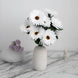 4 Bushes | White Artificial Silk Gerbera Daisy Flower Bouquets, 28 Daisies