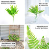 2 Stems | 19inch Green Artificial Boston Fern Leaf Plant Indoor Faux Spray