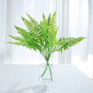 Enhance Your Space with the Vibrant Green of the 2 Stems | 19" Green Artificial Boston Fern Leaf Plant Indoor Faux Spray