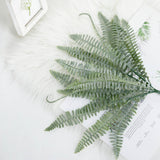 2 Stems | Frosted Green Artificial Boston Fern Leaf Plant Indoor Spray