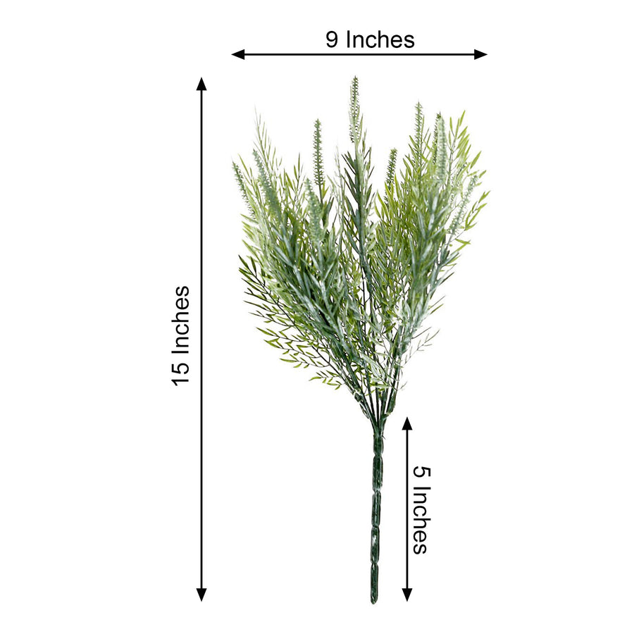 2 Bushes | 15Inch Artificial Sagebrush Fern Stems, Indoor Faux Plants