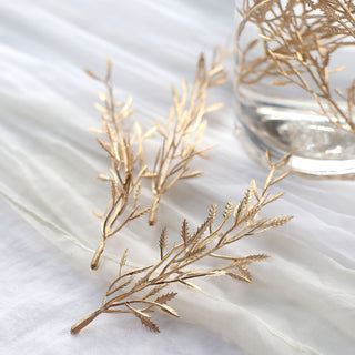 Create Stunning Table Centerpieces with Mini Metallic Gold Artificial Fern Leaf Branch Stems