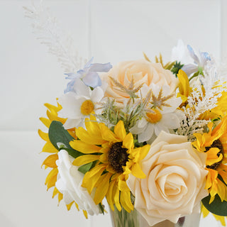 Elevate Your Event Decor with Cream/White Artificial Rose & Silk Sunflower Box Set
