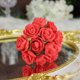 48 Roses | 1inch Burgundy Real Touch Artificial DIY Foam Rose Flowers With Stem, Craft Rose Buds