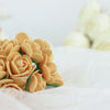 48 Roses | 1Inch Gold Real Touch Artificial DIY Foam Rose Flowers With Stem, Craft Rose Buds