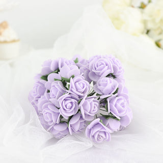 Lavender Lilac Real Touch Artificial DIY Foam Rose Flowers With Stem