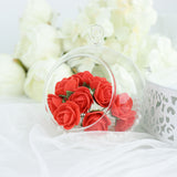 48 Roses | 1Inch Red Real Touch Artificial DIY Foam Rose Flowers With Stem, Craft Rose Buds