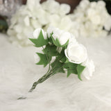 48 Roses | 1Inch White Real Touch Artificial DIY Foam Rose Flowers With Stem, Craft Rose Buds