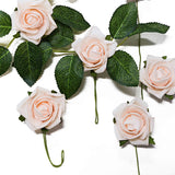 24 Roses | 2inch Rose Gold Blush Artificial Foam Flowers With Stem Wire and Leaves