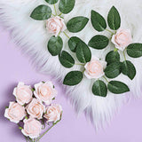 24 Roses | 2inch Rose Gold Blush Artificial Foam Flowers With Stem Wire and Leaves