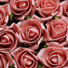 24 Roses | 2inch Dusty Rose Artificial Foam Flowers With Stem Wire and Leaves#whtbkgd