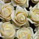 24 Roses | 2inch Cream Artificial Foam Flowers With Stem Wire and Leaves#whtbkgd