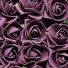 24 Roses | 2inch Eggplant Artificial Foam Flowers With Stem Wire and Leaves#whtbkgd