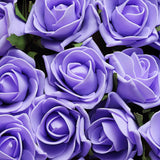 24 Roses | 2inch Lavender Lilac Artificial Foam Flowers With Stem Wire and Leaves#whtbkgd