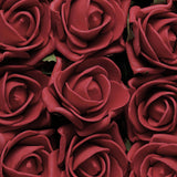 24 Roses | 2inch Red Artificial Foam Flowers With Stem Wire and Leaves#whtbkgd