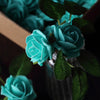 24 Roses | 2inchTurquoise Artificial Foam Flowers With Stem Wire and Leaves