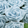 24 Roses | 5inch Dusty Blue Artificial Foam Flowers With Stem Wire and Leaves#whtbkgd