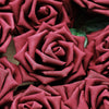 24 Roses | 5inch Burgundy Artificial Foam Flowers With Stem Wire and Leaves#whtbkgd