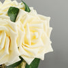 24 Roses | 5inch Cream Artificial Foam Flowers With Stem Wire and Leaves