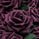 24 Roses | 5inch Eggplant Artificial Foam Flowers With Stem Wire and Leaves#whtbkgd