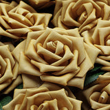 24 Roses | 5inch Gold Artificial Foam Flowers With Stem Wire and Leaves#whtbkgd
