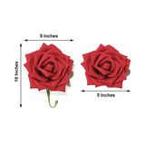 24 Roses | 5inch Red Artificial Foam Flowers With Stem Wire and Leaves