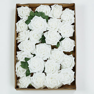 Stunning and Lifelike: 24 White Artificial Foam Roses for Party Decor