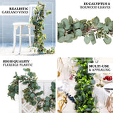 7ft | Real Touch Green Artificial Eucalyptus/Boxwood Leaf Garland Vine