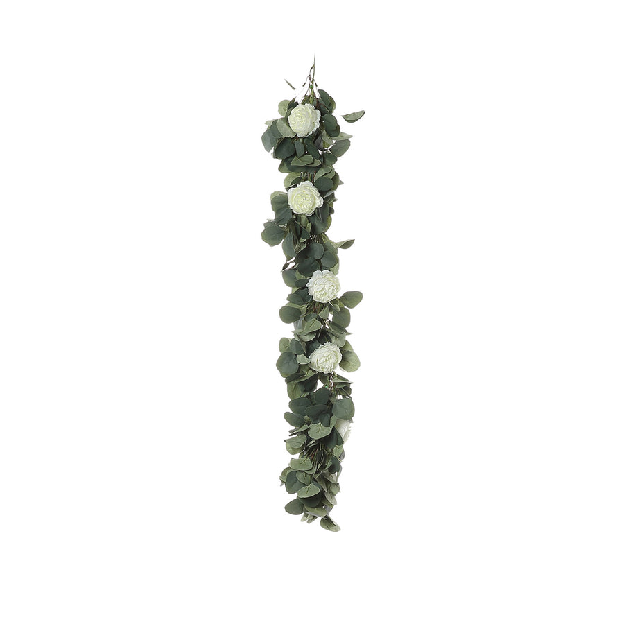 42inch Green Artificial Eucalyptus Leaf, Ranunculus Flower Garland Vine