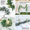 6ft | Green Artificial Olive Branch Garland, Faux Vine With Olives