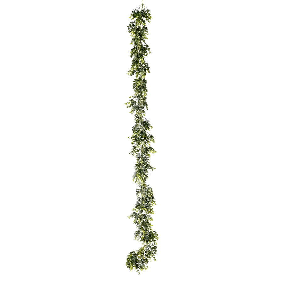 6ft Lifelike Frosted Green Artificial Eucalyptus Leaf Garland Plant, Waterproof Faux Hanging Vine