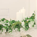 6ft White / Green Artificial Eucalyptus Leaf Hanging Vine#whtbkgd