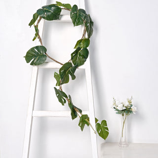 Add a Fresh Touch with the 6ft Light Green Artificial Monstera Leaf Garland Plant
