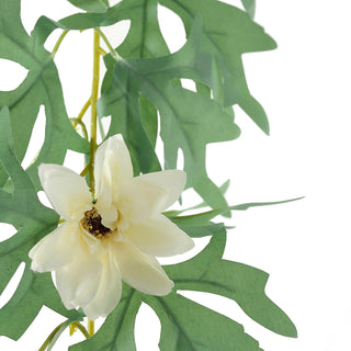 Cream Artificial Daisy and Magnolia Leaf Flower Garland for Versatile Decor