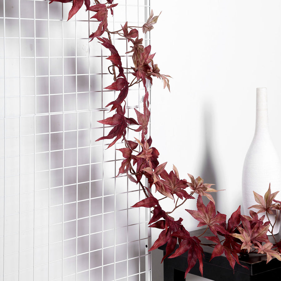 6ft | Burgundy Artificial Silk Maple Leaf Hanging Fall Garland Vine
