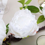 6ft | White Artificial Silk Peony Hanging Flower Garland, Faux Vine#whtbkgd