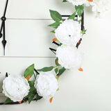 6ft | White Artificial Silk Peony Hanging Flower Garland, Faux Vine