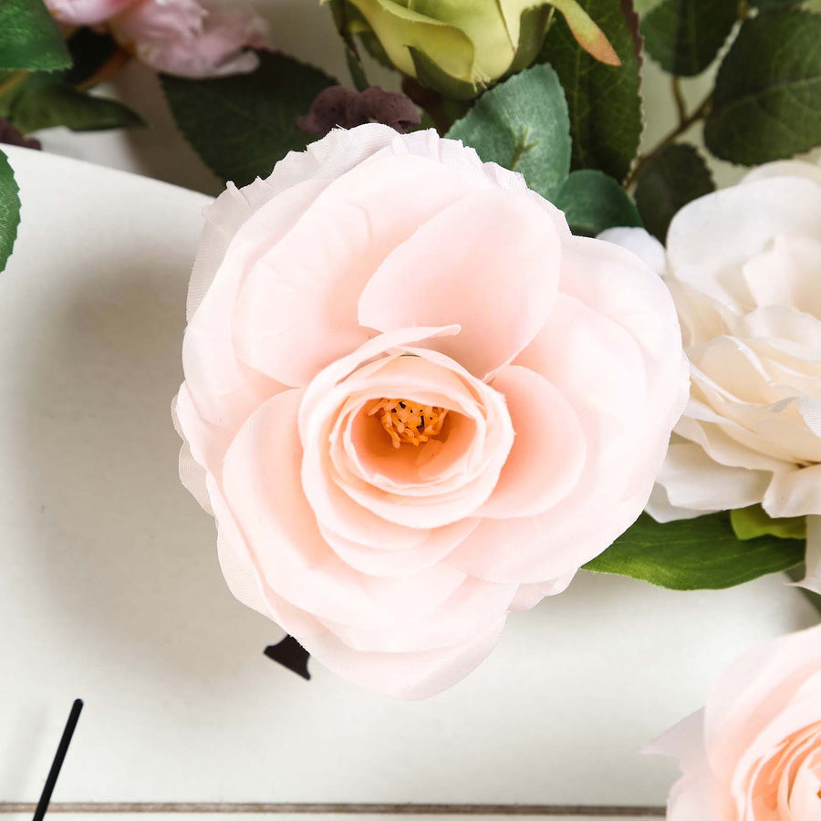 6ft | Blush/Rose Gold Artificial Silk Rose Hanging Flower Garland Vine#whtbkgd