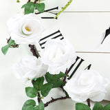 6ft | White Artificial Silk Rose Hanging Flower Garland, Faux Vine
