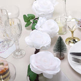 6ft | White Artificial Silk Rose Hanging Flower Garland, Faux Vine
