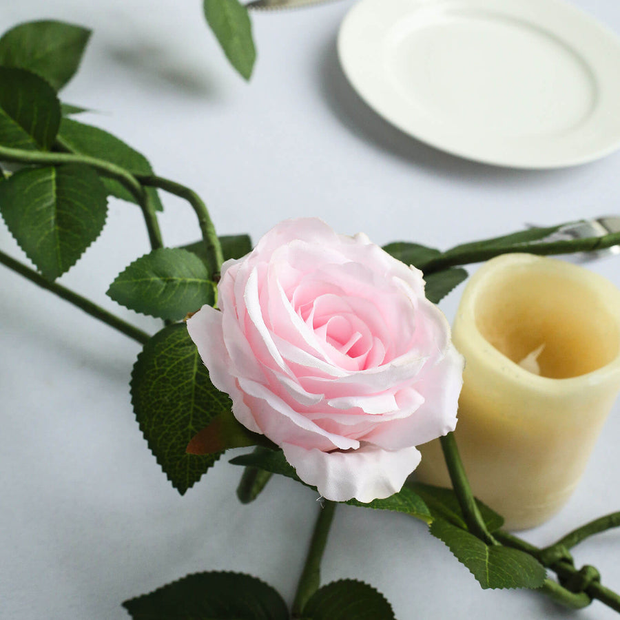 6ft | Blush/Rose Gold Real Touch Artificial Rose & Leaf Flower Garland Vine