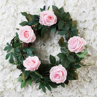 Captivating Blush Real Touch Artificial Rose and Leaf Flower Garland
