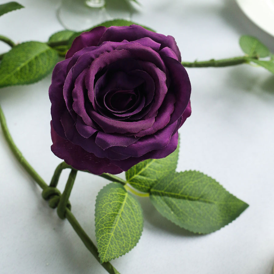 6ft | Purple Real Touch Artificial Rose & Leaf Flower Garland Vine#whtbkgd