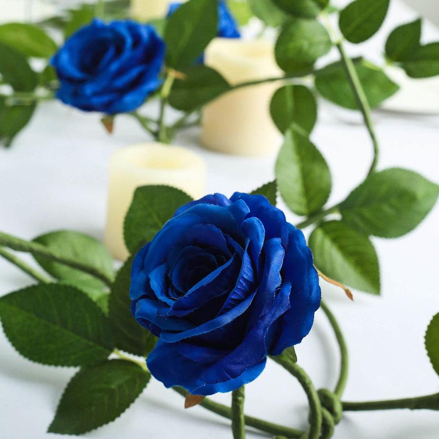 6ft | Royal Blue Real Touch Artificial Rose & Leaf Flower Garland Vine#whtbkgd