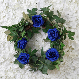 Transform Your Event with the 6ft Royal Blue Real Touch Artificial Rose and Leaf Flower Garland Vine